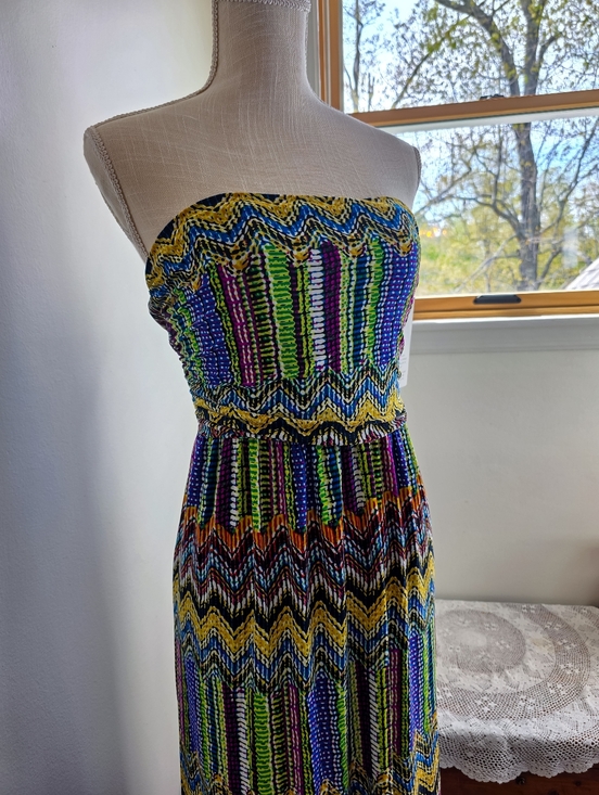 Vintage Y2K Mlle Gabrielle Strapless Maxi Boho Dress - Picture 3 of 6